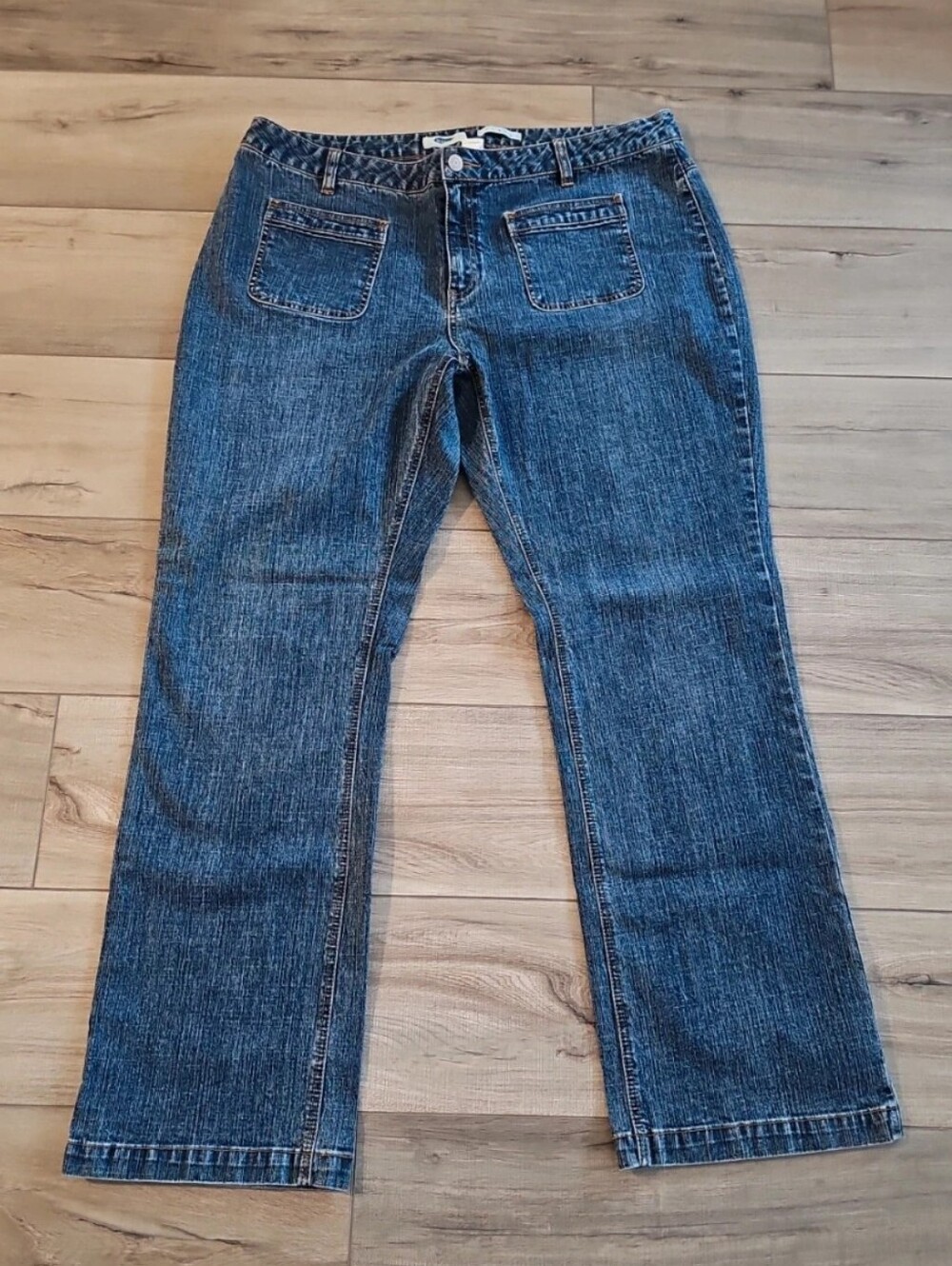 Old Navy Y2K Patch Pocket Stretch Straight Leg Jeans Medium Wash 18